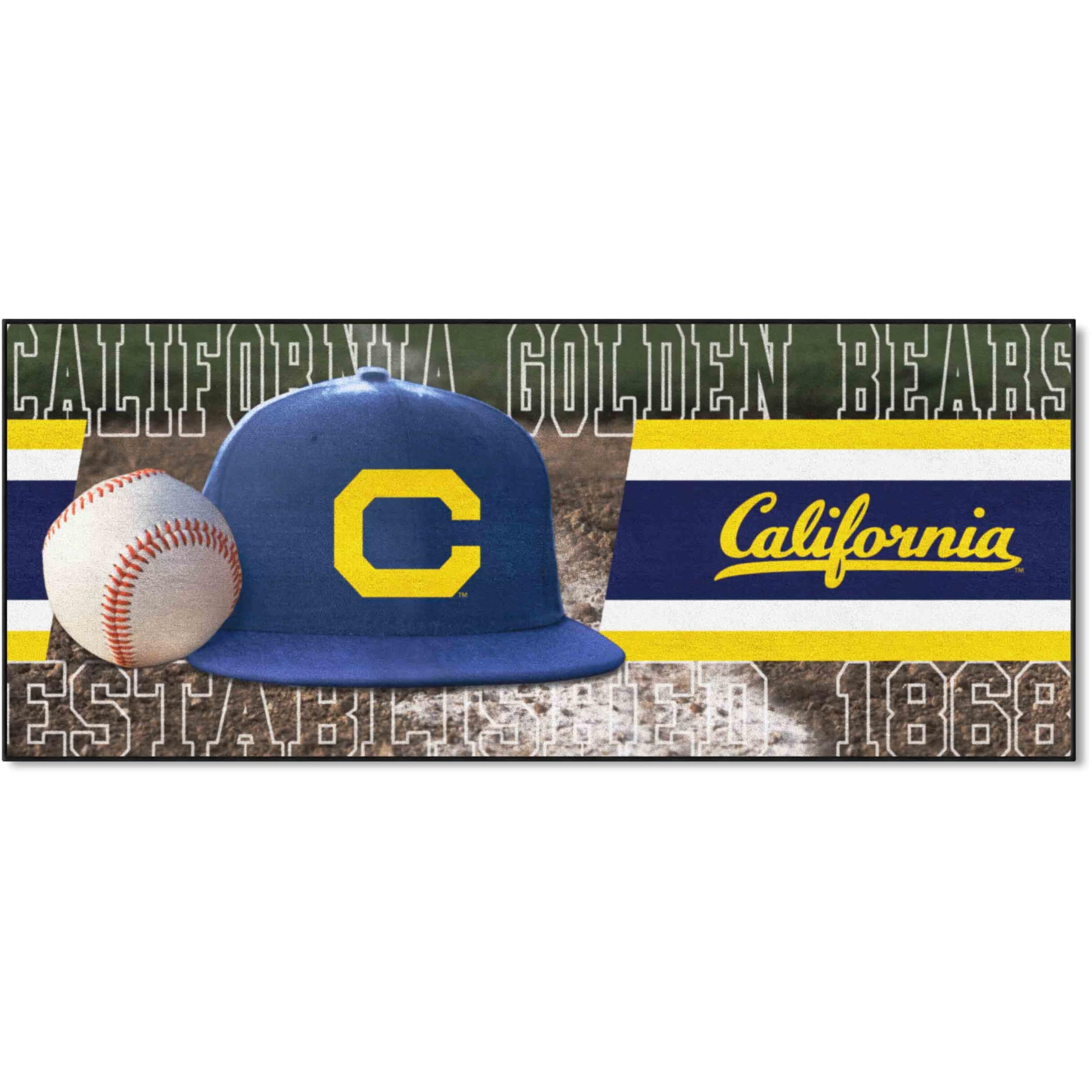 FANMATS 28019 NCAA - Cal Golden Bears Baseball Runner Rug - 30in. x 72in. | Sports Fan Area Rug Mat and Tailgating Mat