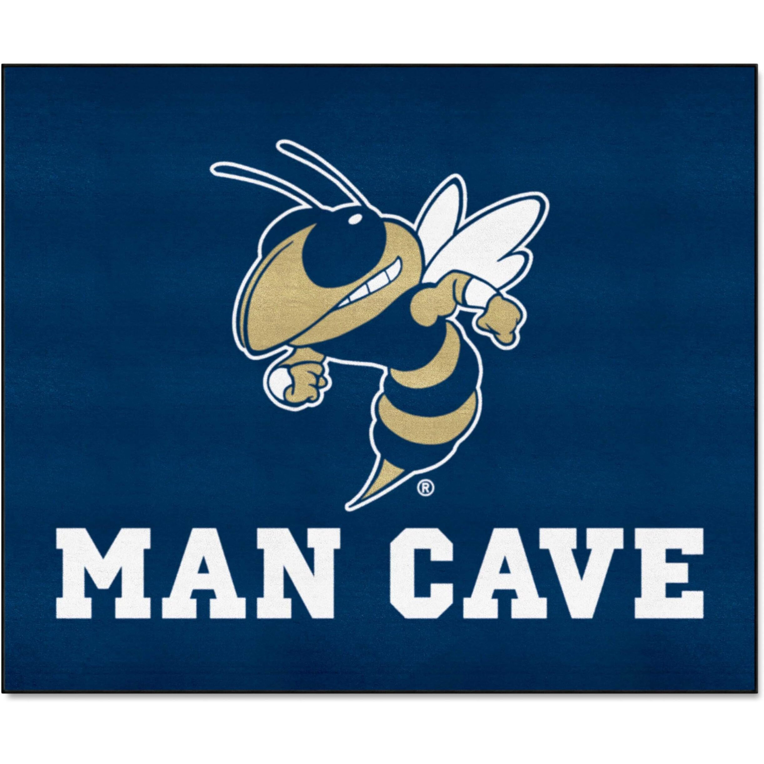 FANMATS 23997 Georgia Tech Yellow Jackets Man Cave Tailgater Rug - 5ft. x 6ft. Sports Fan Area Rug, Home Decor Rug and Tailgating Mat - &quotBuzz" Logo, Navy