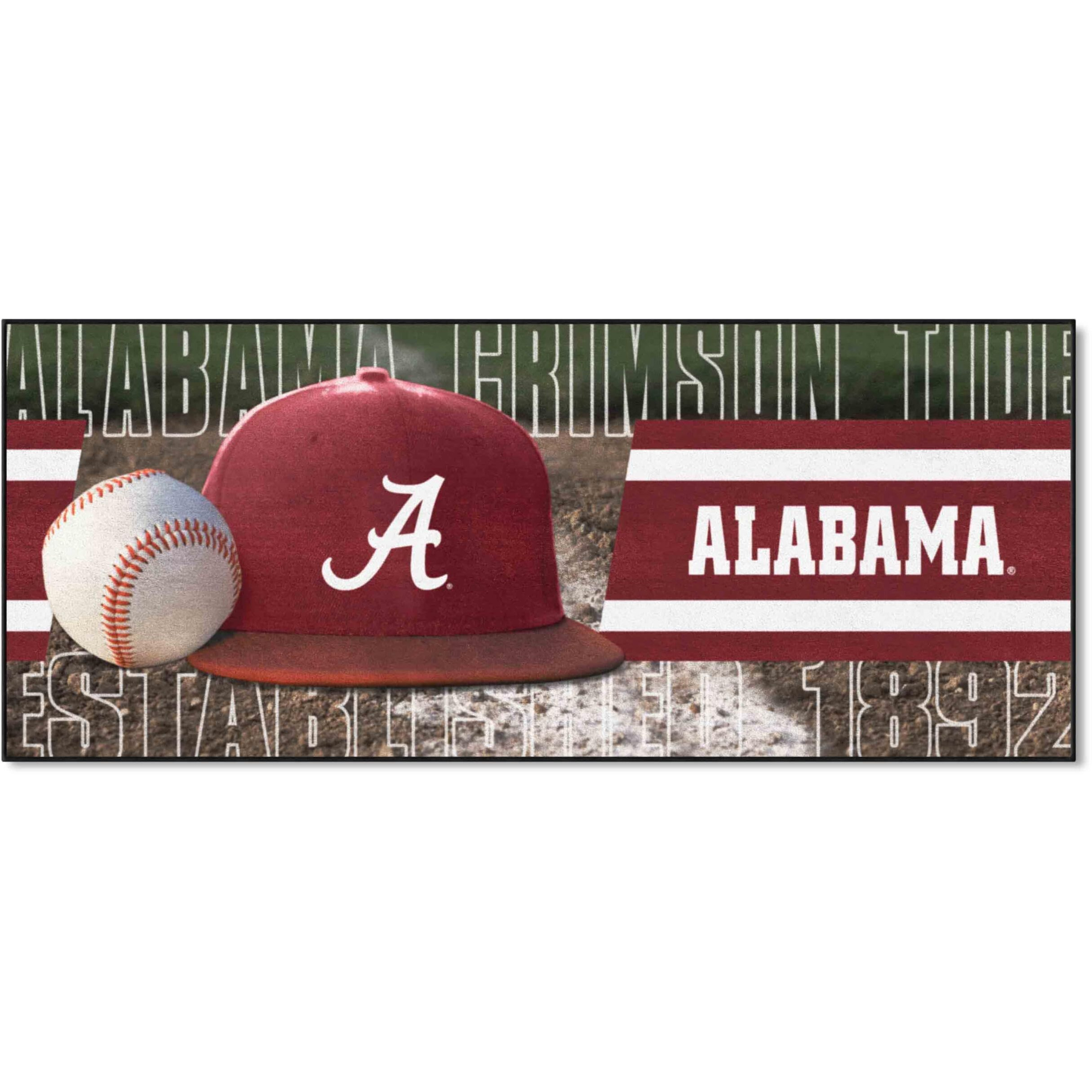 FANMATS 28018 NCAA -Alabama Crimson Tide Baseball Runner Rug - 30in. x 72in. | Sports Fan Area Rug Mat and Tailgating Mat