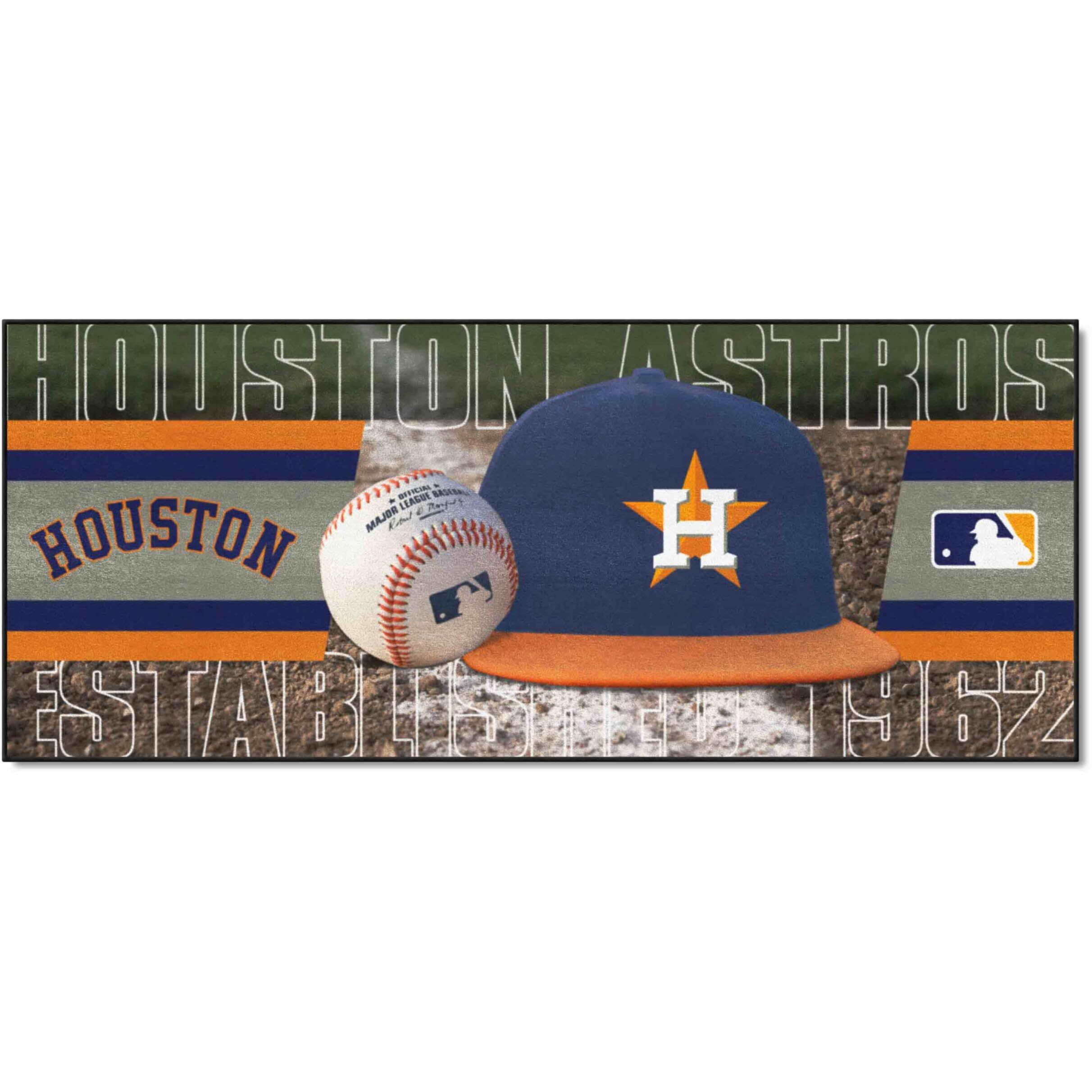 FANMATS 29074 Houston Astros Baseball Runner Rug - 30in. x 72in. | Sports Fan Area Rug Mat and Tailgating Mat - H Star Cap Logo