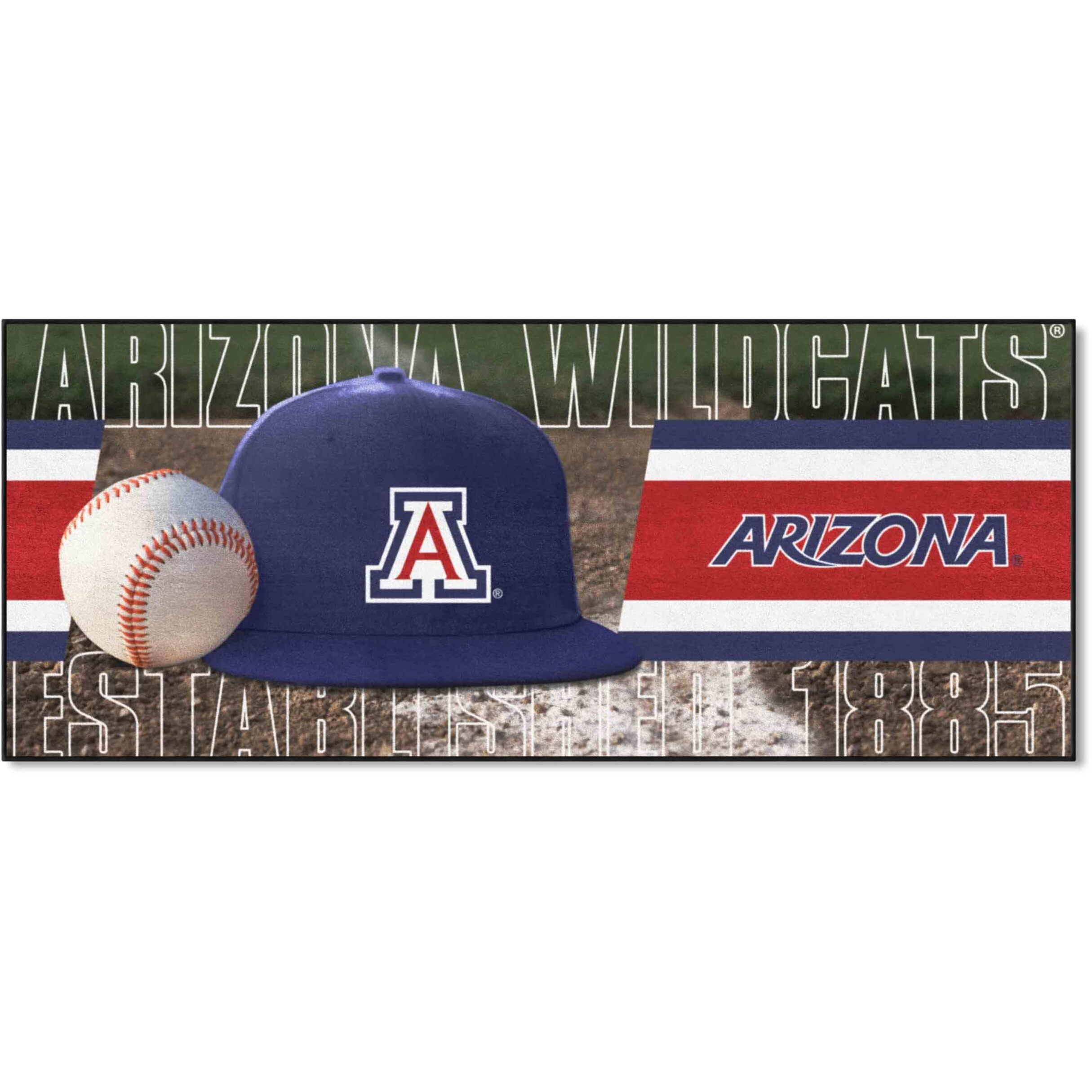 FANMATS 31878 NCAA Arizona Wildcats Baseball Runner Rug - 30in. x 72in. | Sports Fan Area Rug Mat and Tailgating Mat