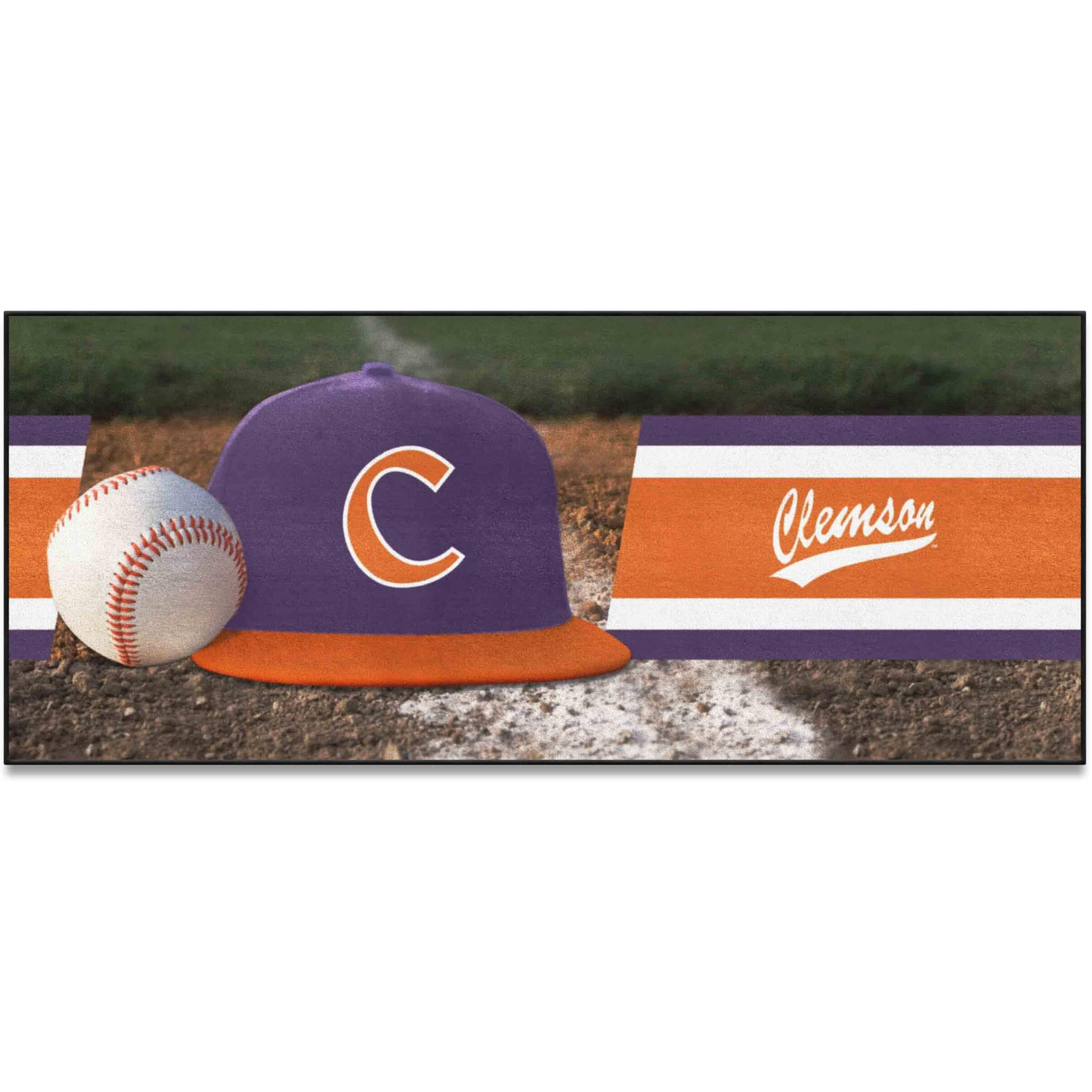 FANMATS 31885 NCAA -Clemson Tigers Baseball Runner Rug - 30in. x 72in. | Sports Fan Area Rug Mat and Tailgating Mat