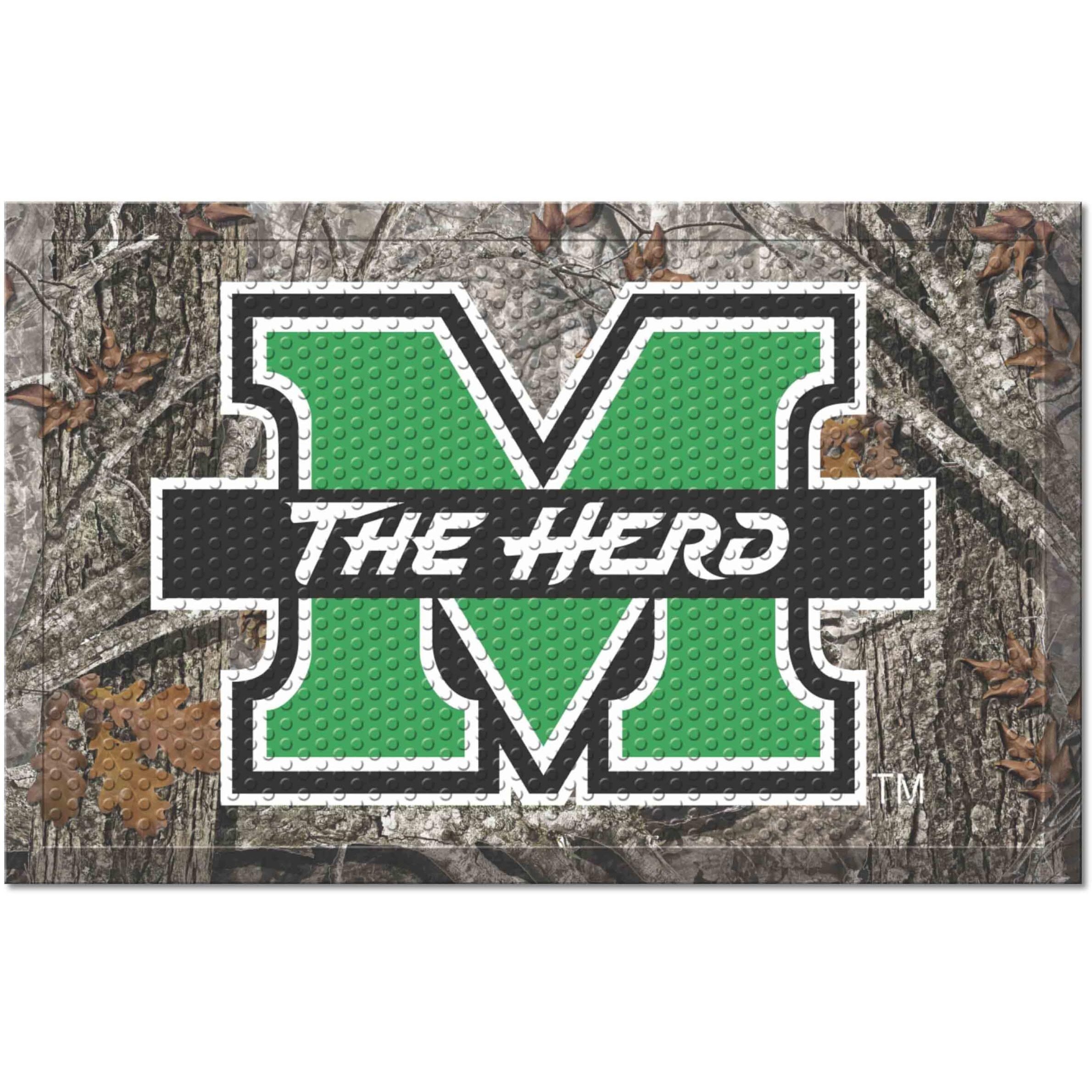 FANMATS 32914 Marshall University Rubber Scraper Door Mat