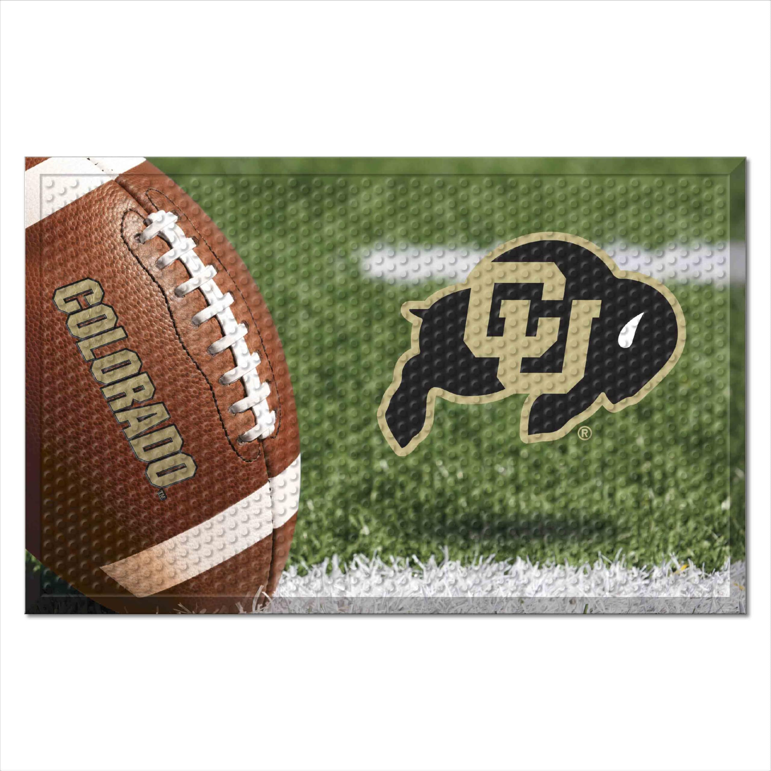 FANMATS 32887 University of Colorado Rubber Scraper Door Mat