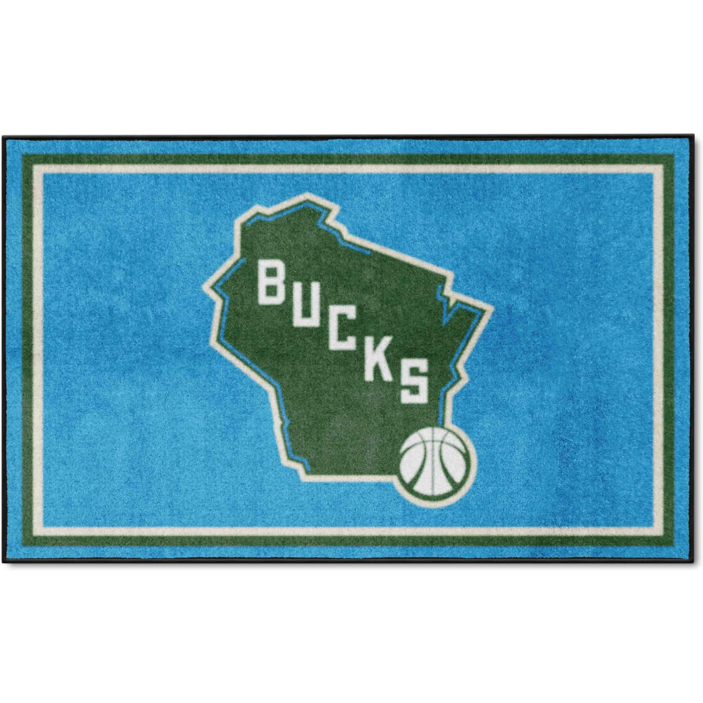 FANMATS 37009 Milwaukee Bucks 4ft. x 6ft. Plush Area Rug