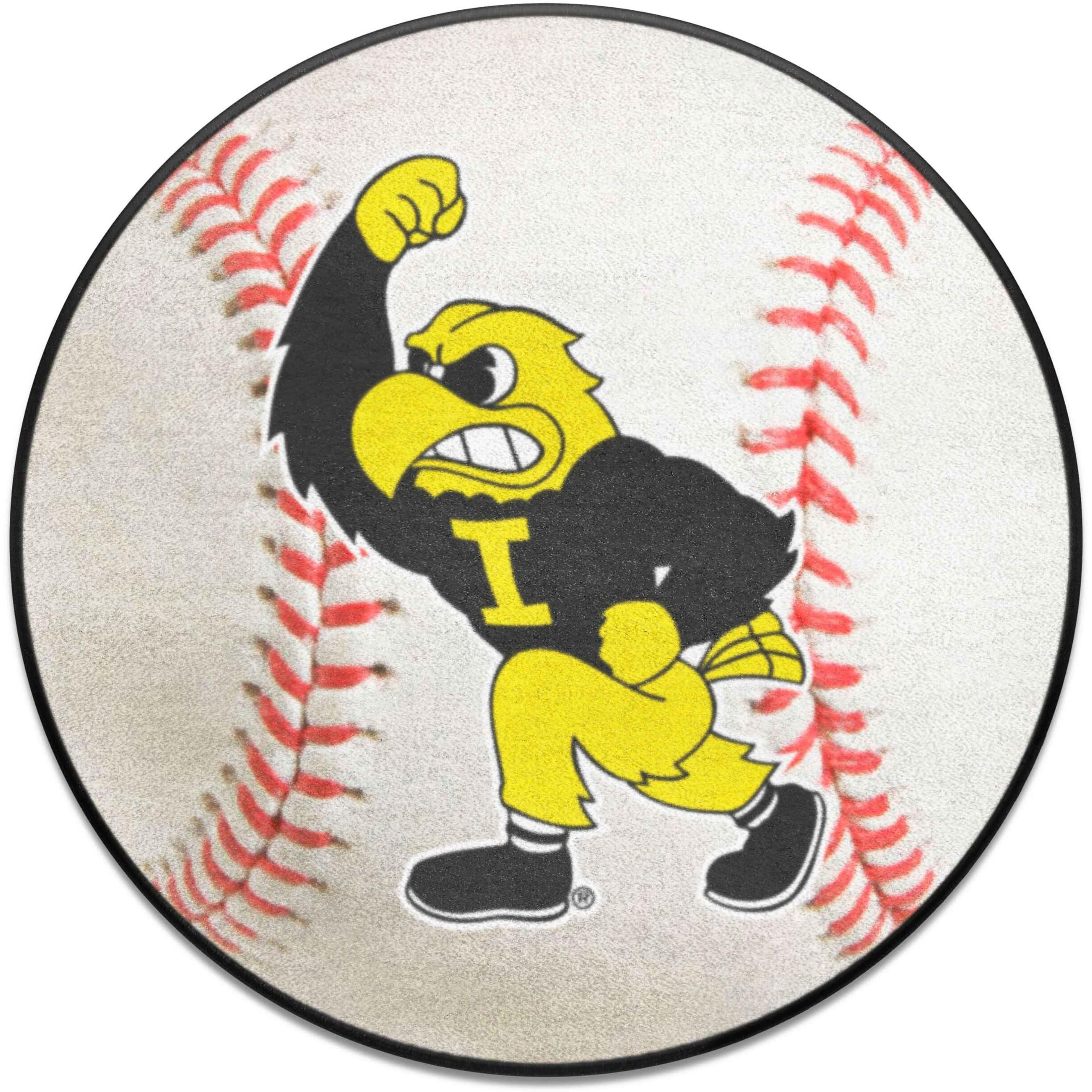FANMATS 36637 Iowa Hawkeyes Baseball Rug - 27in. Diameter