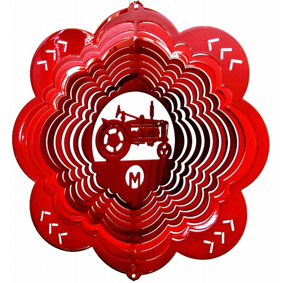 Stainless Steel Red Tractor - 12 Inch Wind Spinner- Red