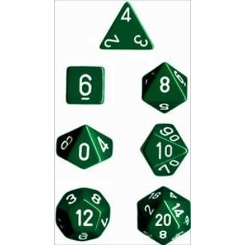 Polyhedral 7 Dice Set Opaque Green w/White CHX25405