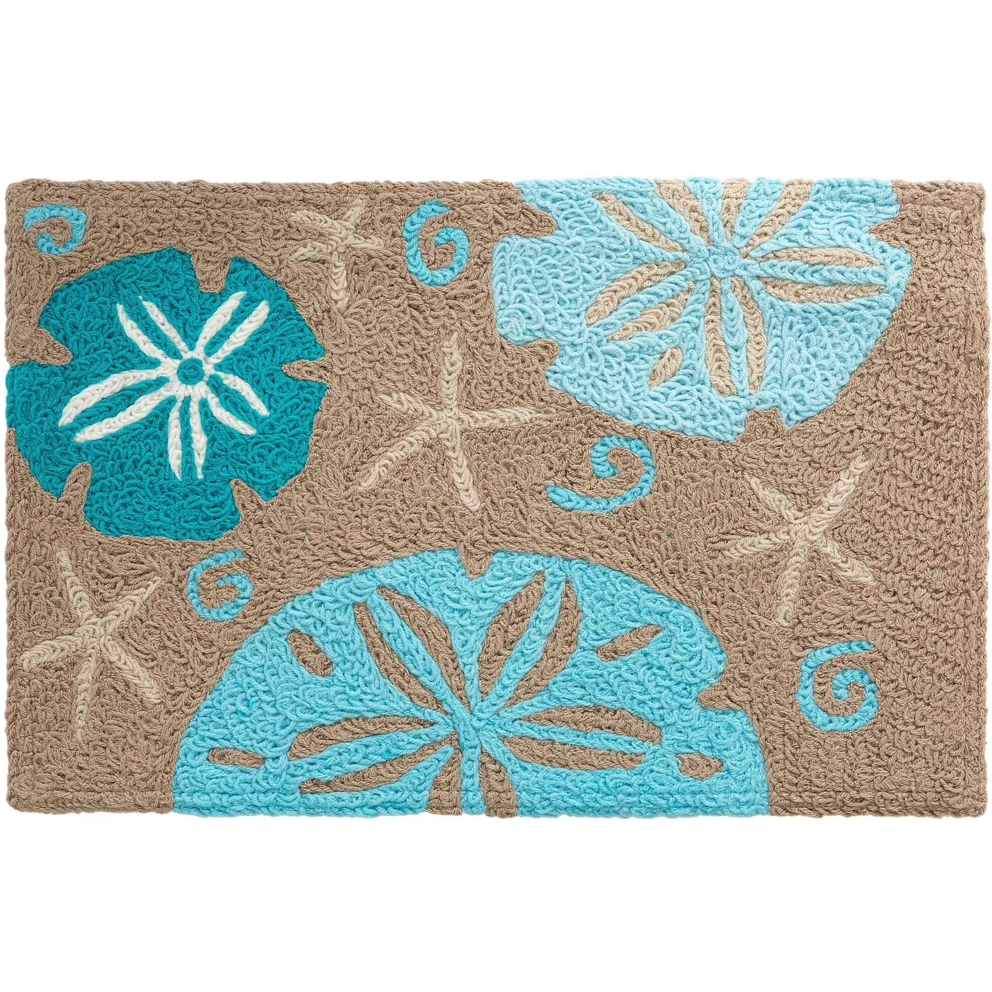 Aqua Sand Dollars On Gray Jellybean Accent Rug Beach Themed Rug 20&quotx30" Doormat