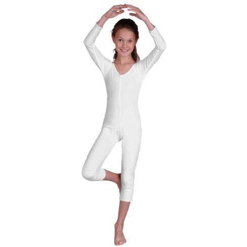 212 Main Girls Velvet Unitard, White - Extra Small 3-4