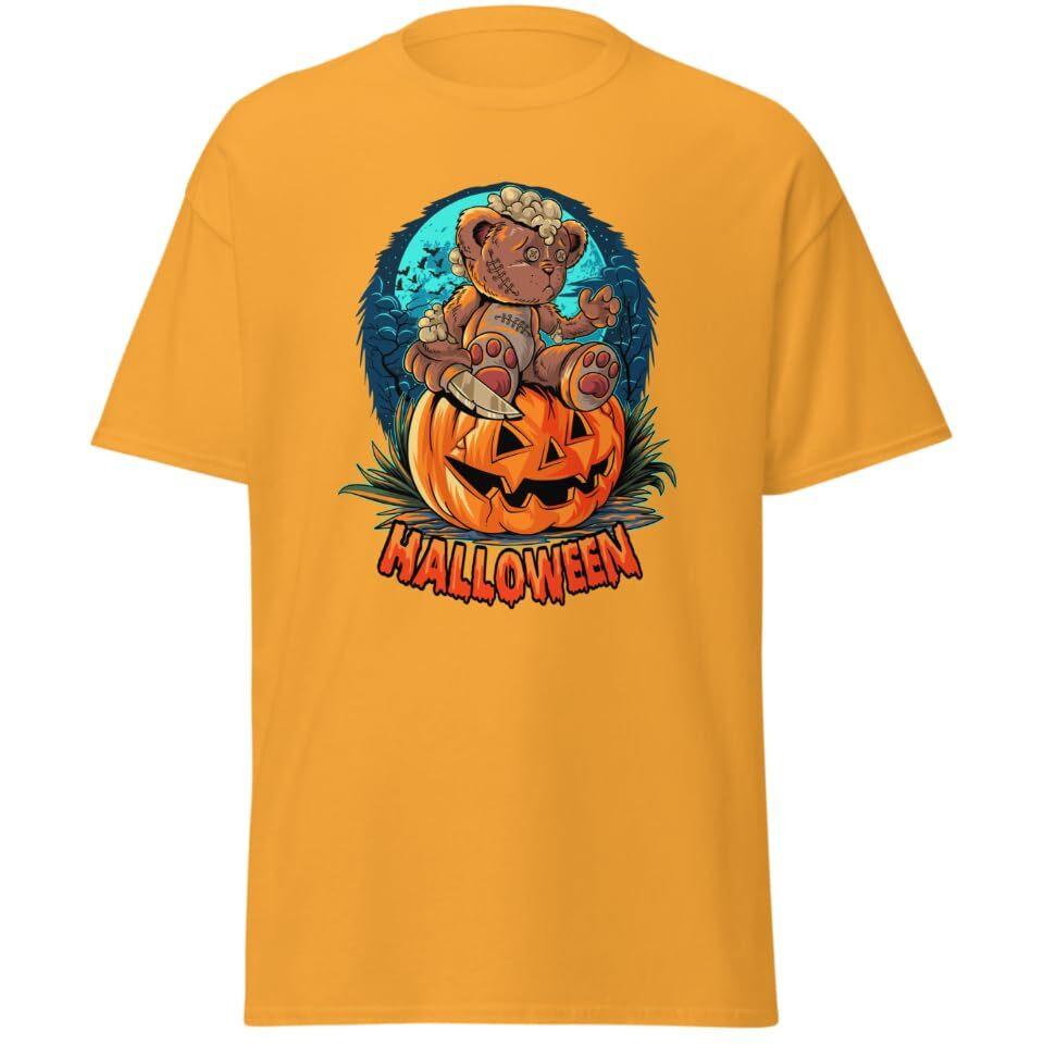 Halloween Pumpkinhead Teddy Bear Blackt-Shirt Merchyprint  Size M(D0102Hgdnza)