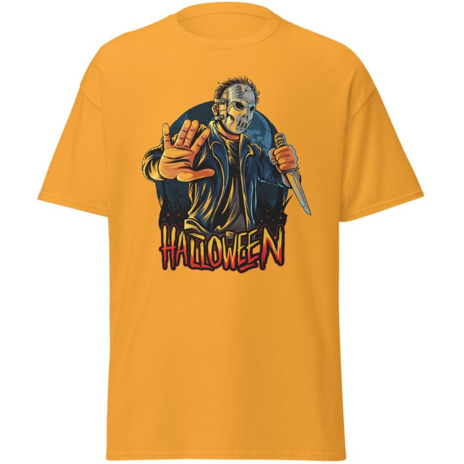 Halloween Jason With Dager Classic Fashion Blue T-Shirt Merchyprint  Size Medium(D0102Hgdnhy)