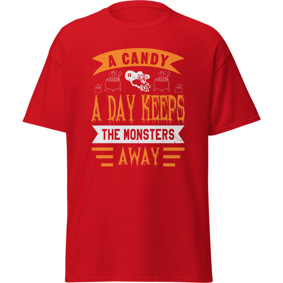 A Candy A Day Keeps The Monsters Away Halloween T-Shirt Design Blue   Size Medium(D0102Hgdnna)