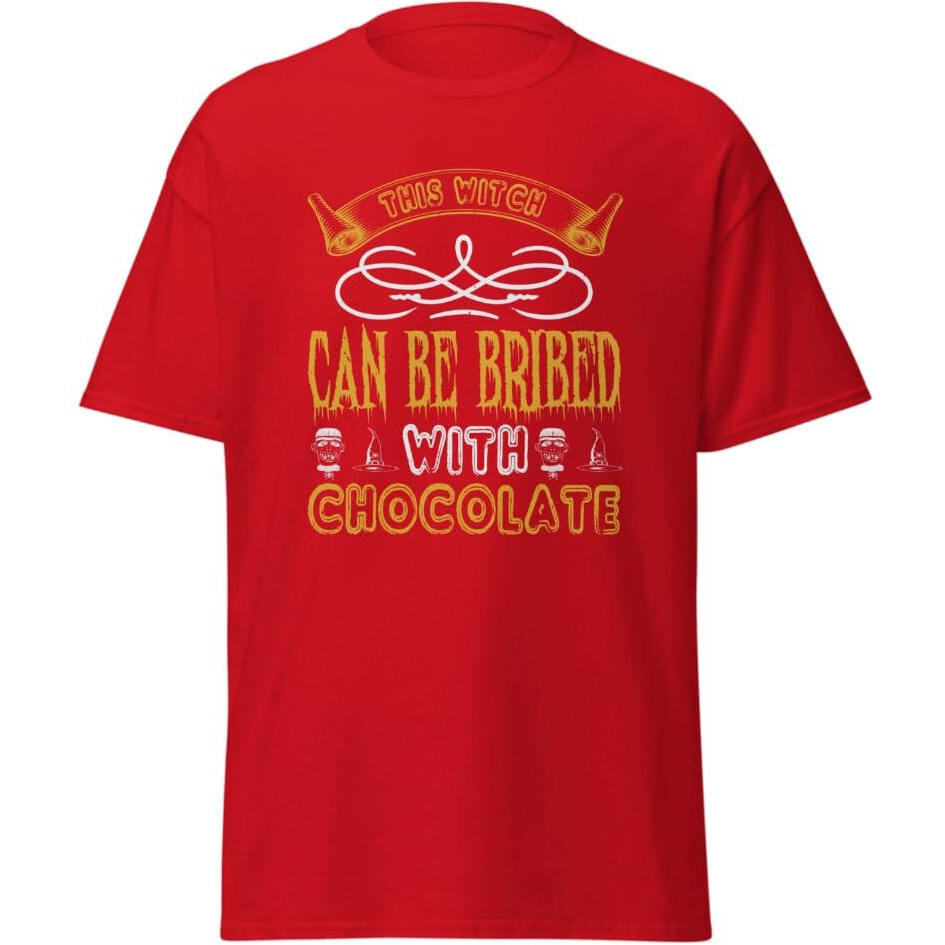 T-Shirt Halloween Can Be Buried With Chocolate Design Red   Size Large(D0102Hgdn4G)