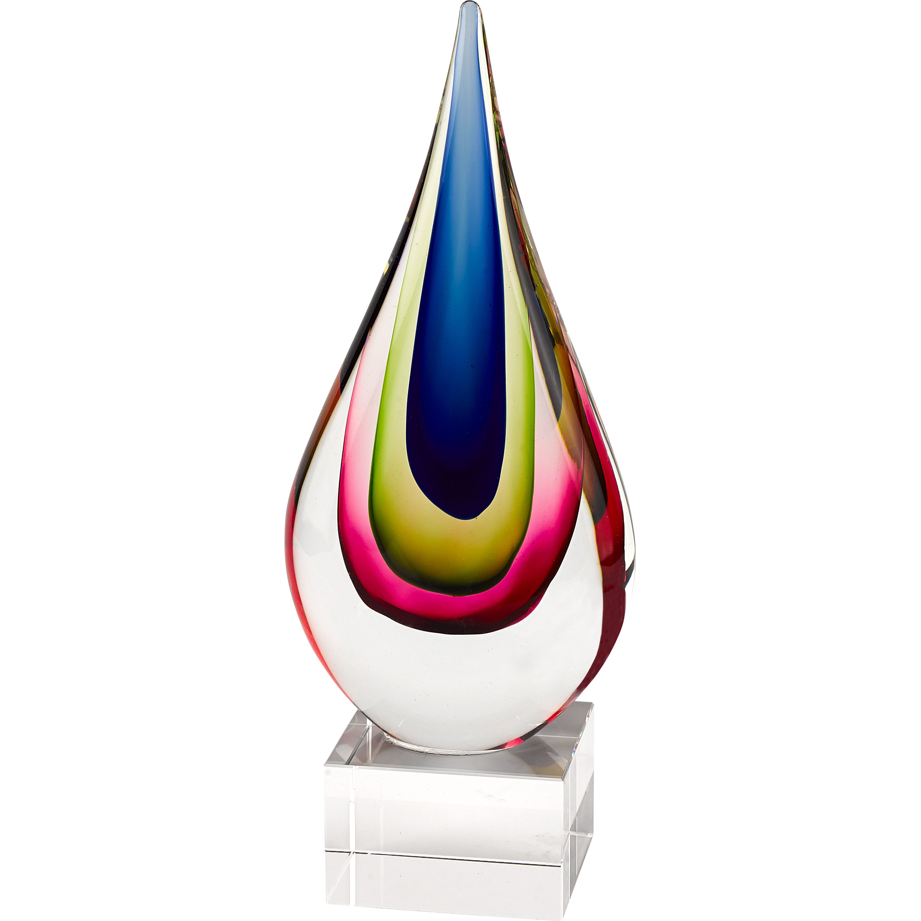 11 Mouth Blown Teardrop Centerpiece On Crystal Base