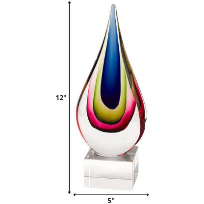 11 Mouth Blown Teardrop Centerpiece On Crystal Base