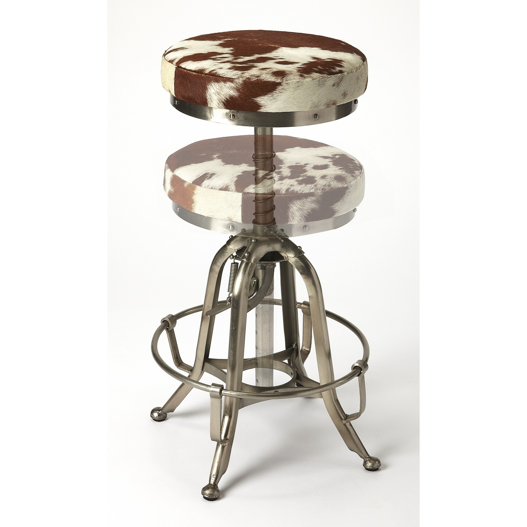 Hair On Hide Iron Bar Stool