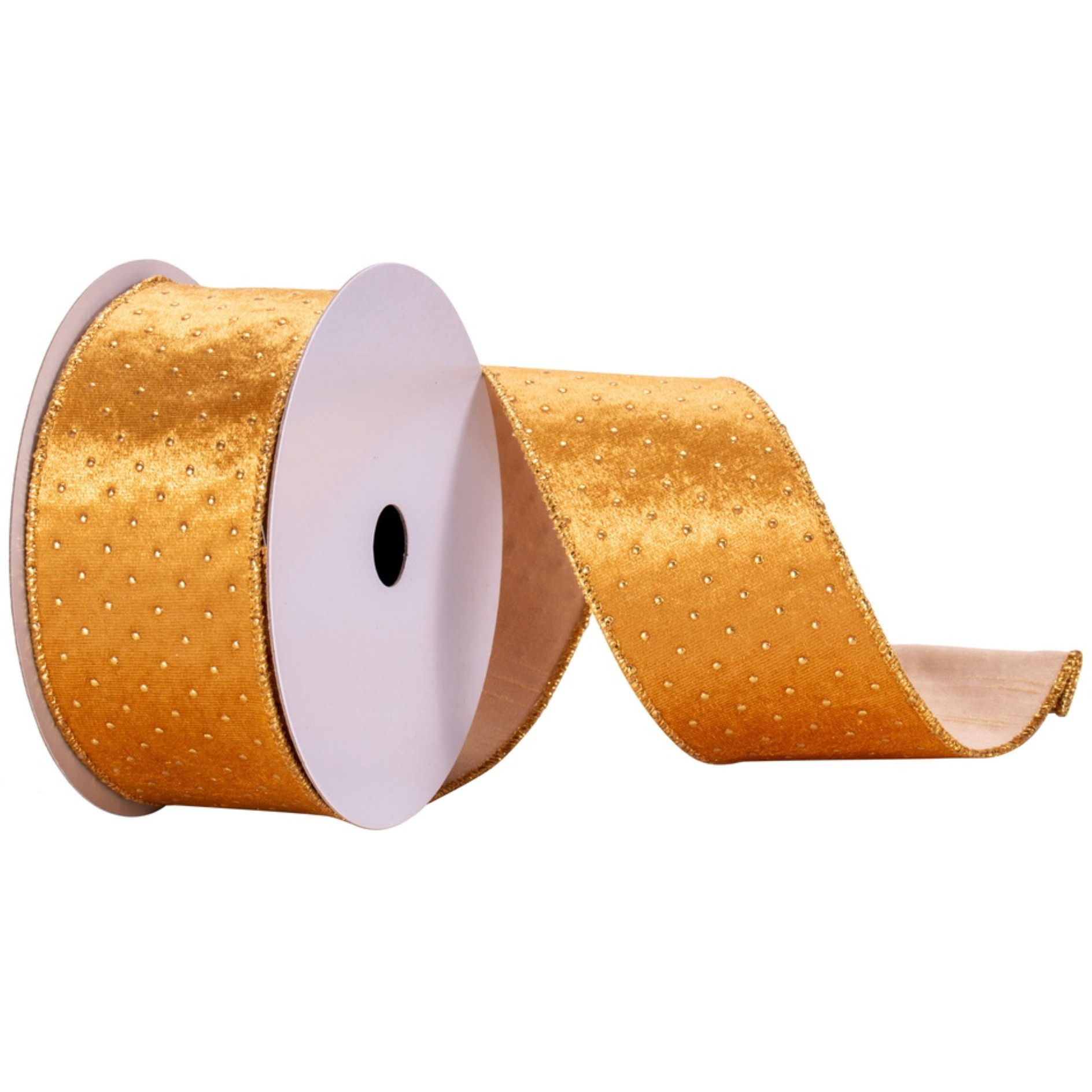 2.5"&quotX10Yd Gold With Gold Dots Ribbon