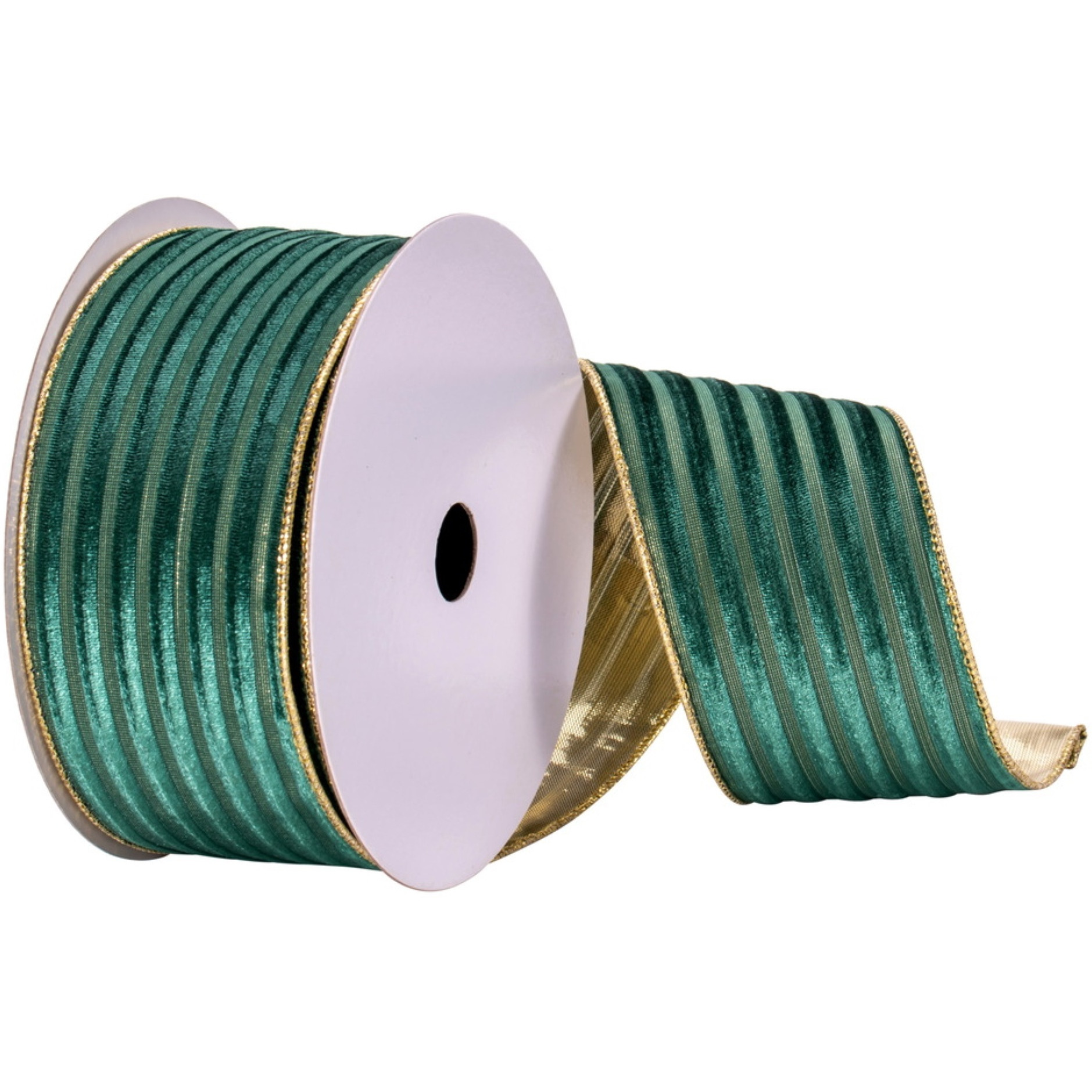 2.5"&quotX10Yd Green Stripe Gold Back Ribbon