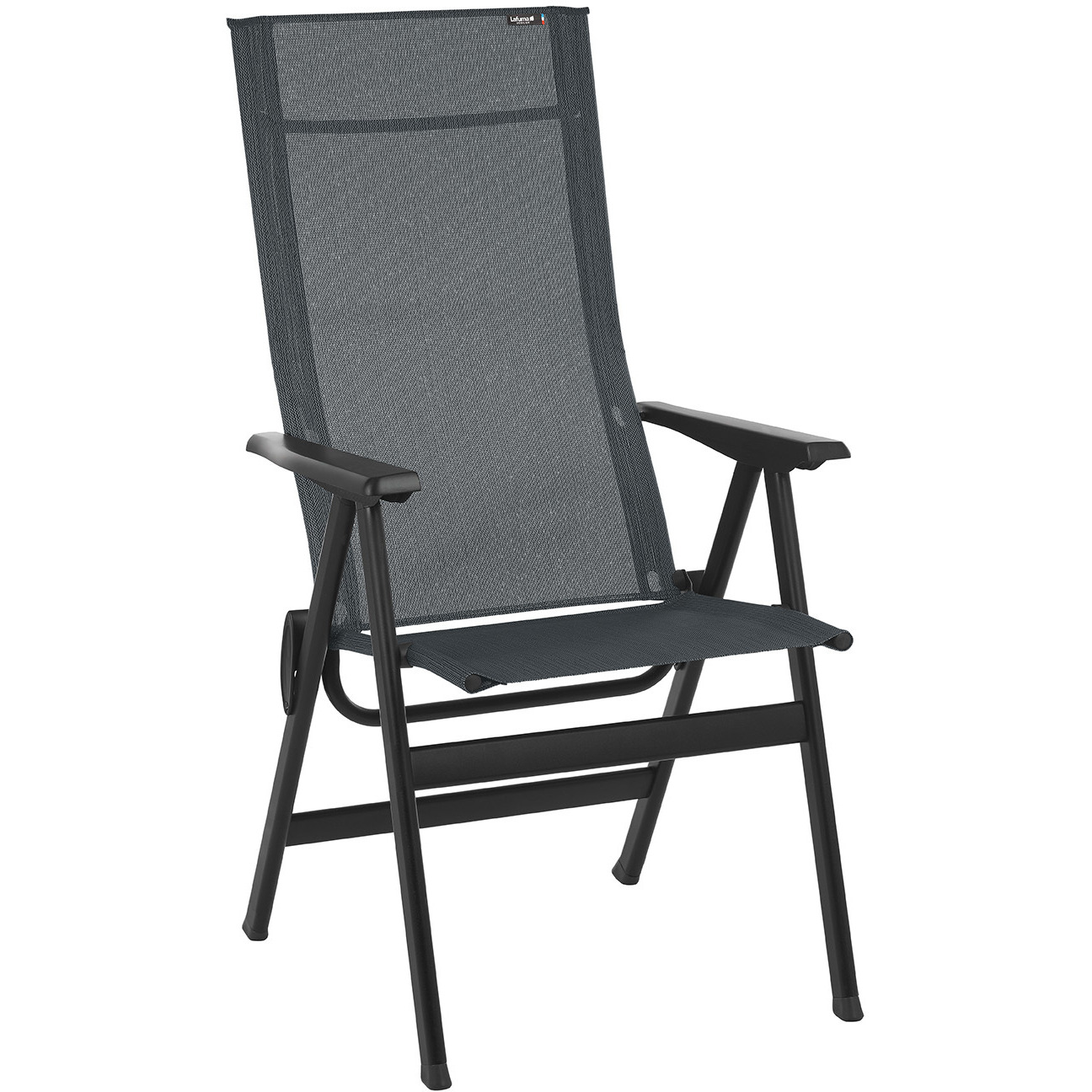 High-Back Chair - Black Steel Frame - Obsidian Duo Fabric
