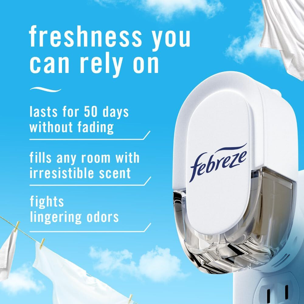 Febreze Odor-Fighting Fade Defy Plug Air Freshener Refill  Linen & Sky  (3) .87 Fl. Oz. Oil Refills