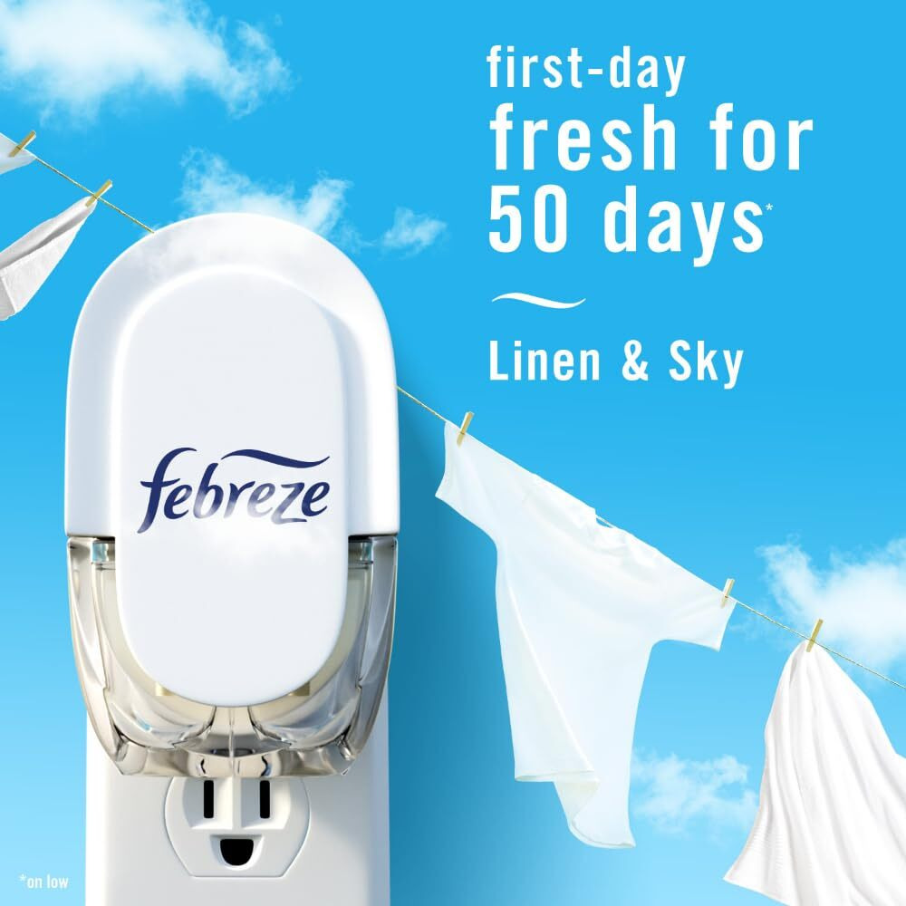 Febreze Odor-Fighting Fade Defy Plug Air Freshener Refill  Linen & Sky  (3) .87 Fl. Oz. Oil Refills