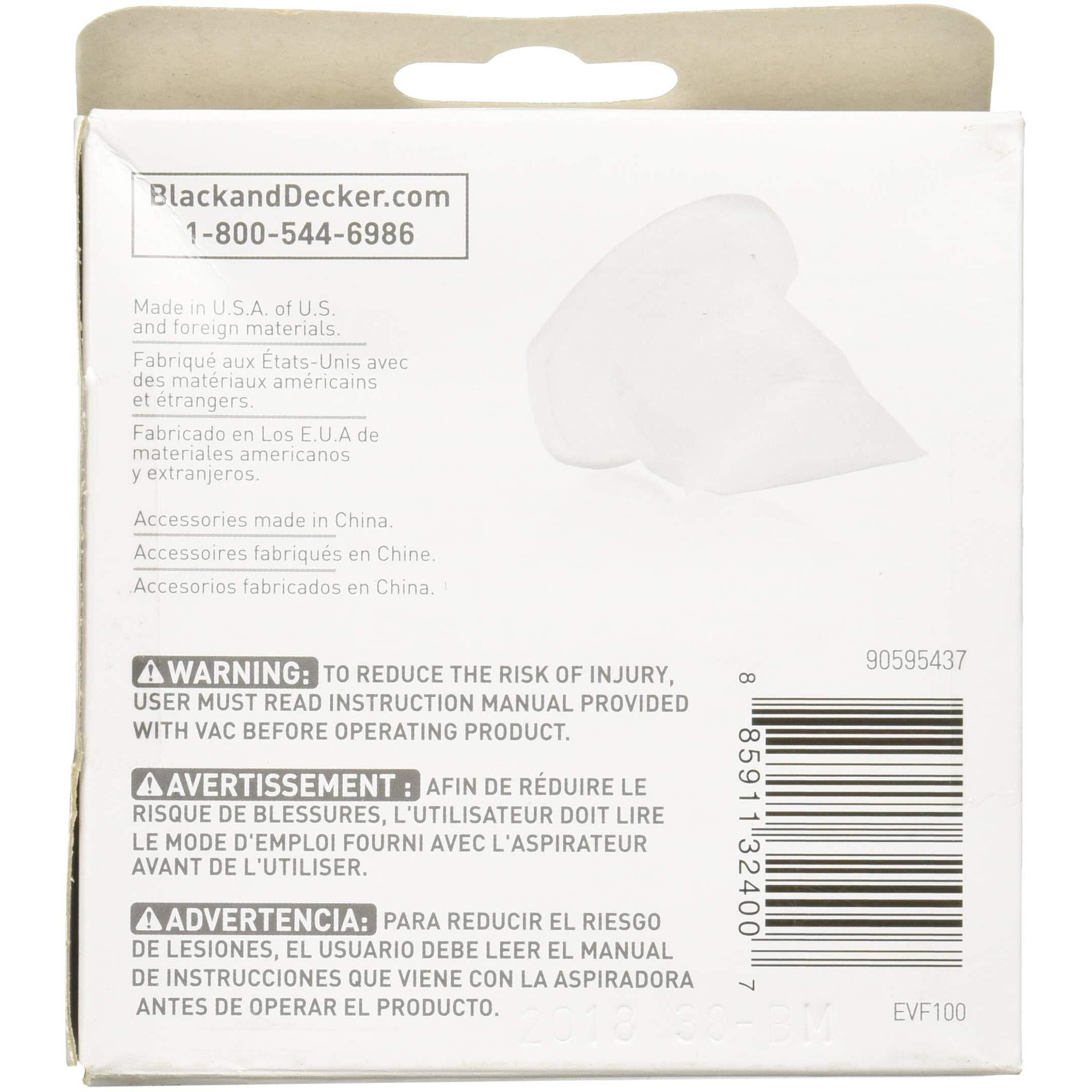 Black & Decker Evf100 Cordless Hand Vacuums Replacement Filter