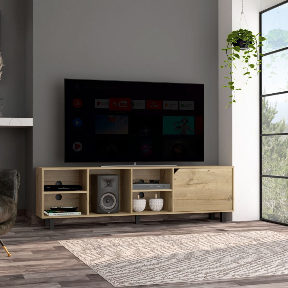 Tv Stand For Tvs Up 70 Estocolmo  Four Open Shelves  Light Oak Finish(D0102Hge69W)