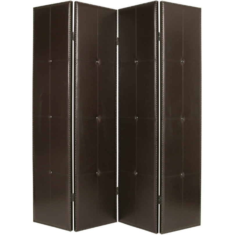 1"" X 76"" X 84"" Brown Faux Leather  Screen