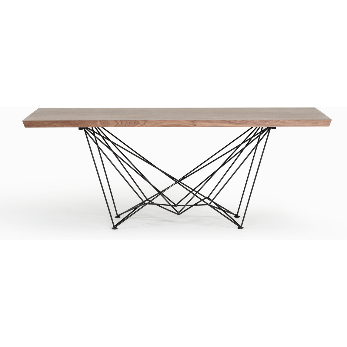 30"" Walnut Veneer And Metal Dining Table