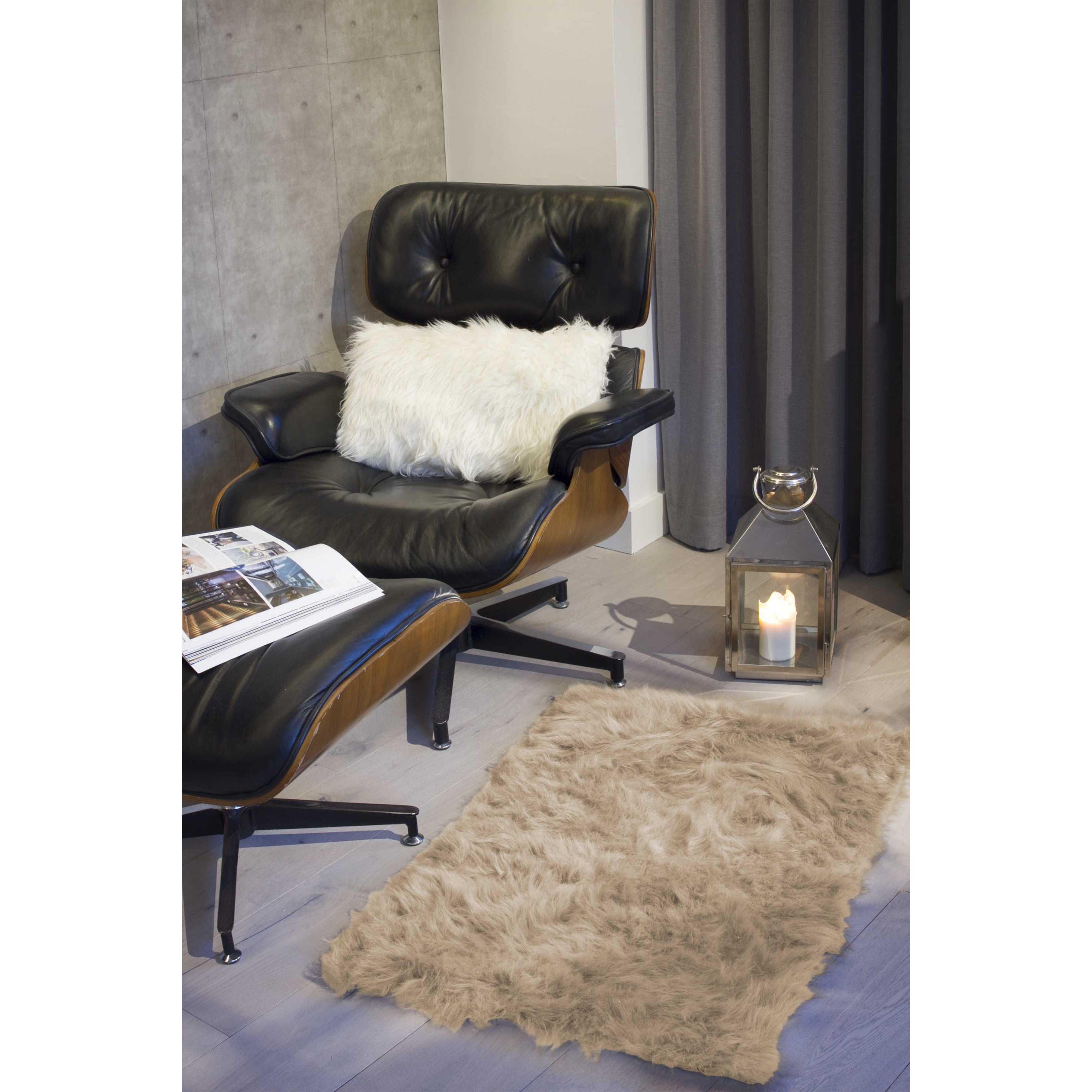2' X 3' Tan Faux Fur Rectangular Area Rug