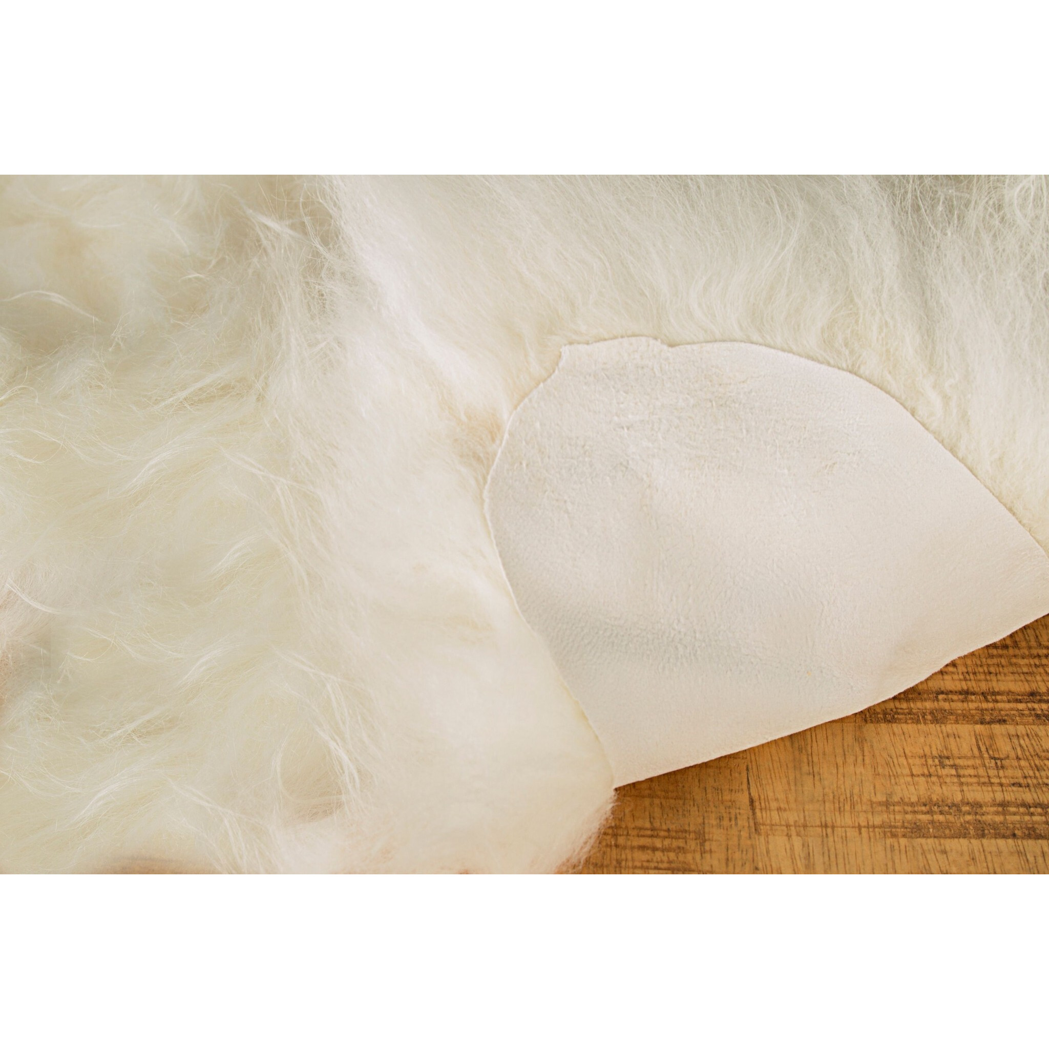 2' X 3' White Natural Wool Long-Haired Sheepskin Area Rug