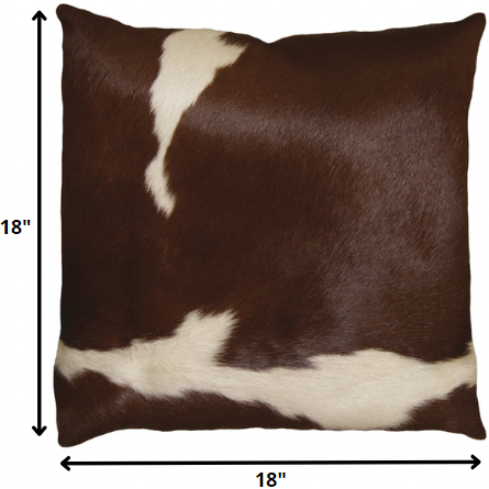18"" X 18"" X 5"" Brown And White Cowhide  Pillow