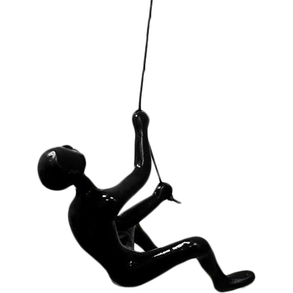 3.5"" X 3.5"" X 5.5"" Black Climbing Man - Wall Art