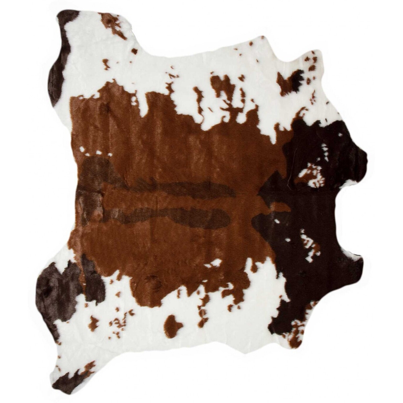 4' X 5' Faux Cow Hide Brown And White Area Rug