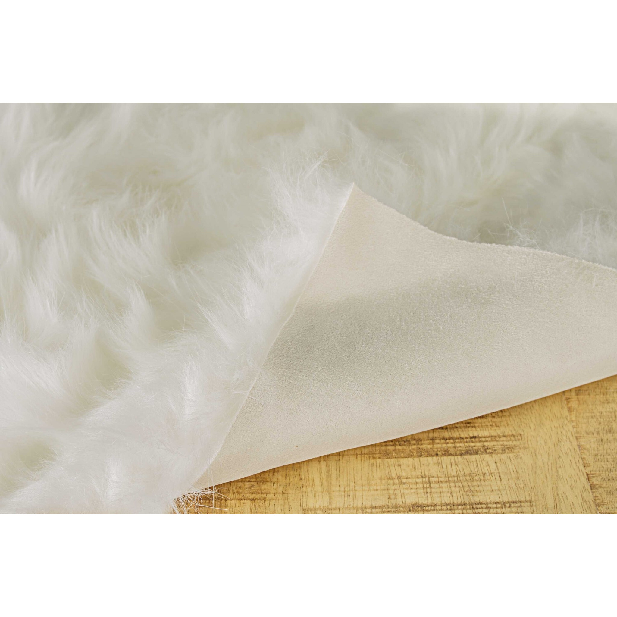 60"" X 36"" Off White Rectangular Faux Fur - Area Rug