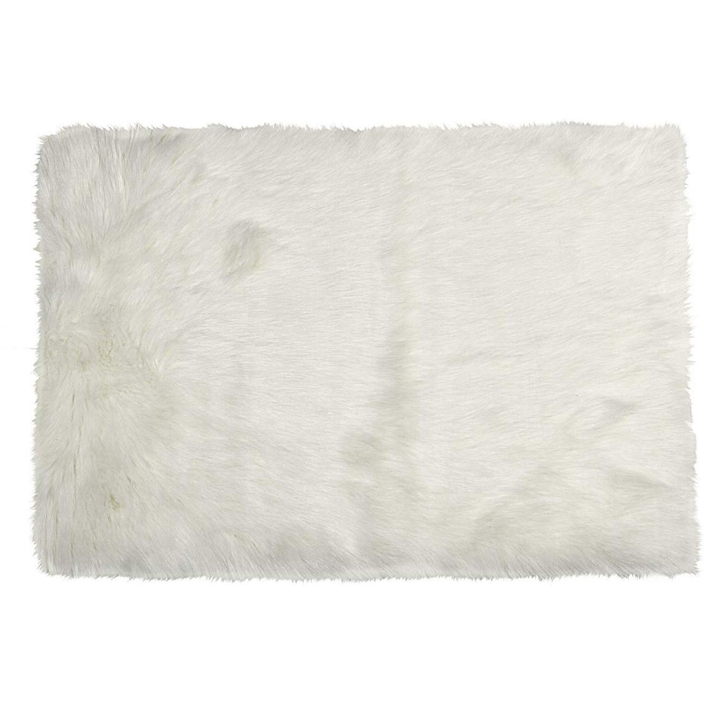 60"" X 36"" Off White Rectangular Faux Fur - Area Rug