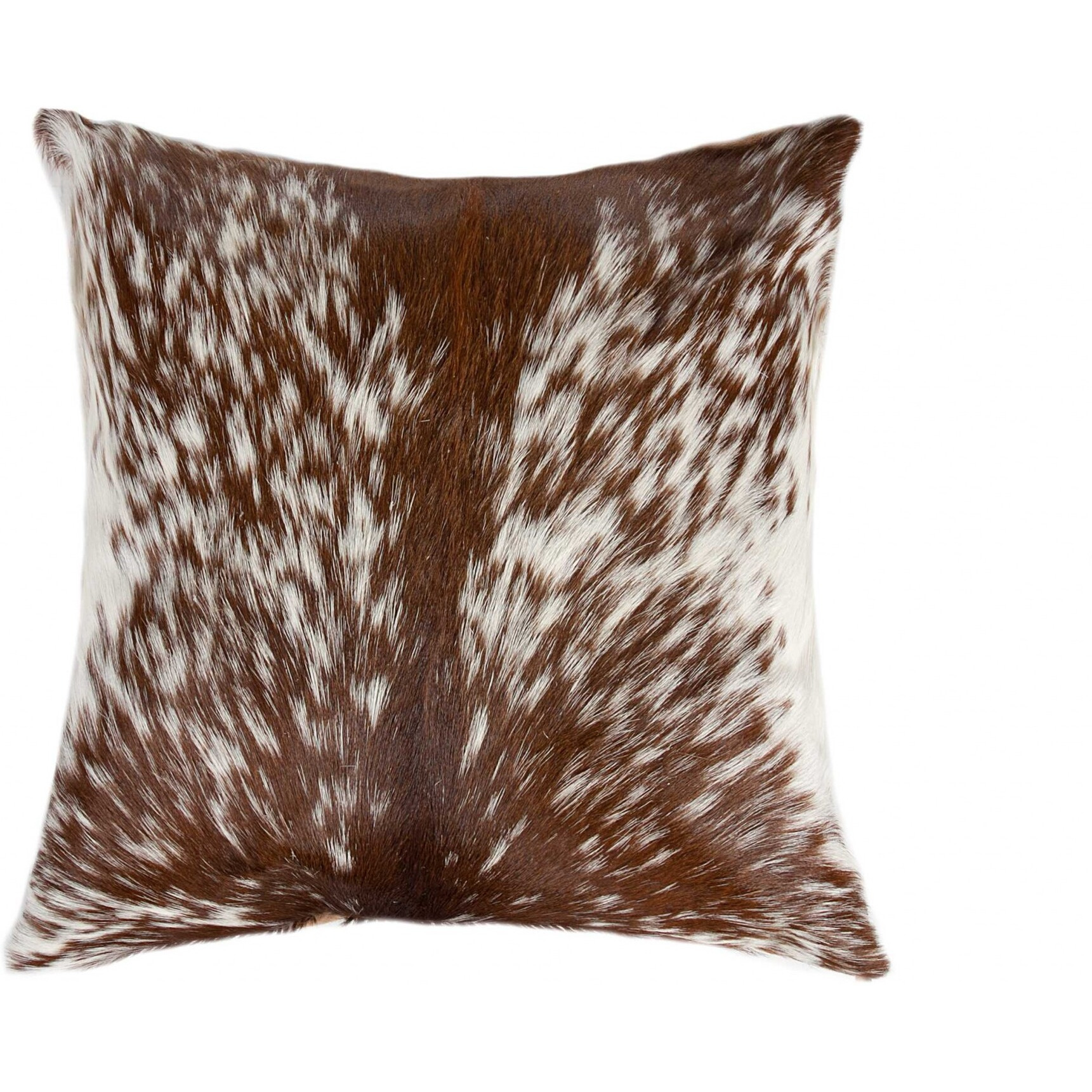18"" X 18"" X 5"" Salt And Pepper Brown And White Cowhide  Pillow