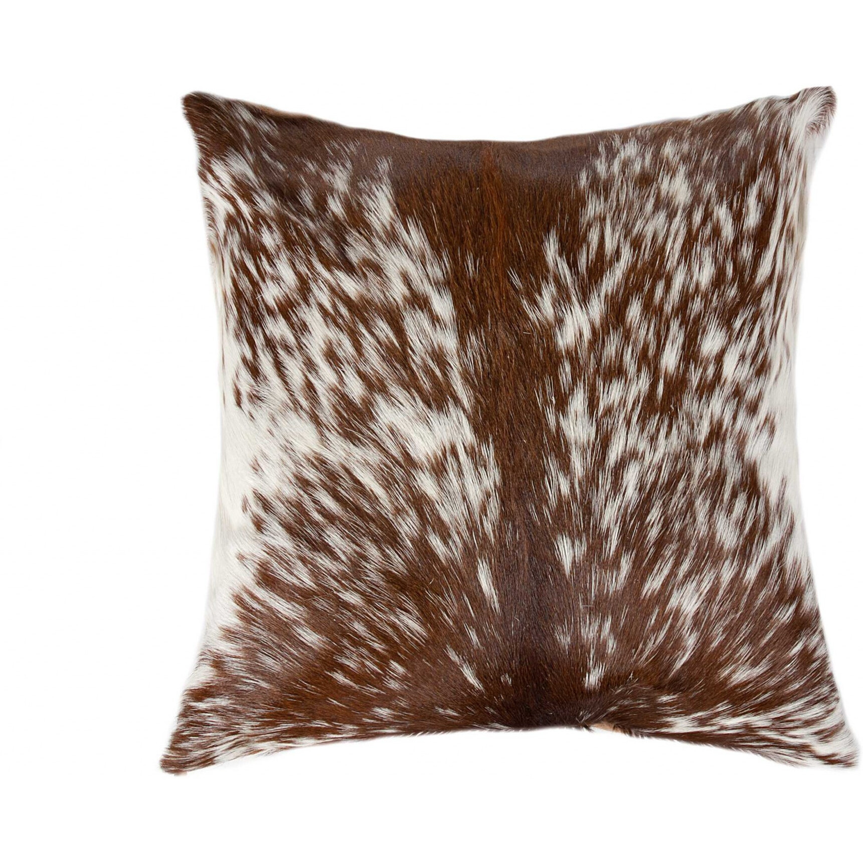 18"" X 18"" X 5"" Salt And Pepper Brown And White Cowhide  Pillow