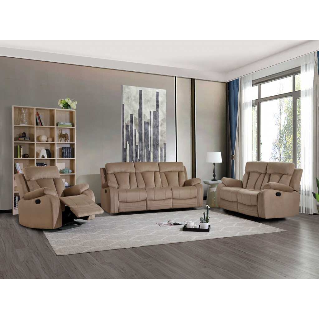 120"" Modern Beige Fabric Sofa Set