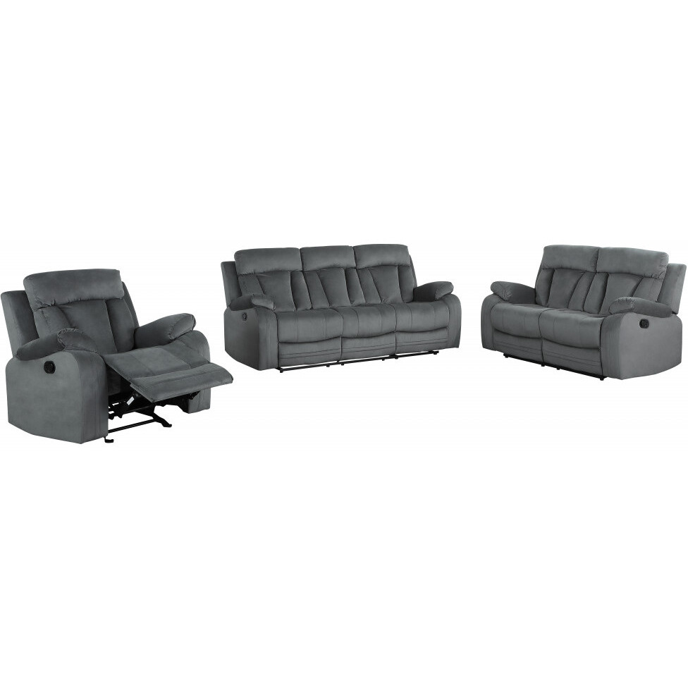120"" Modern Grey Fabric Sofa Set