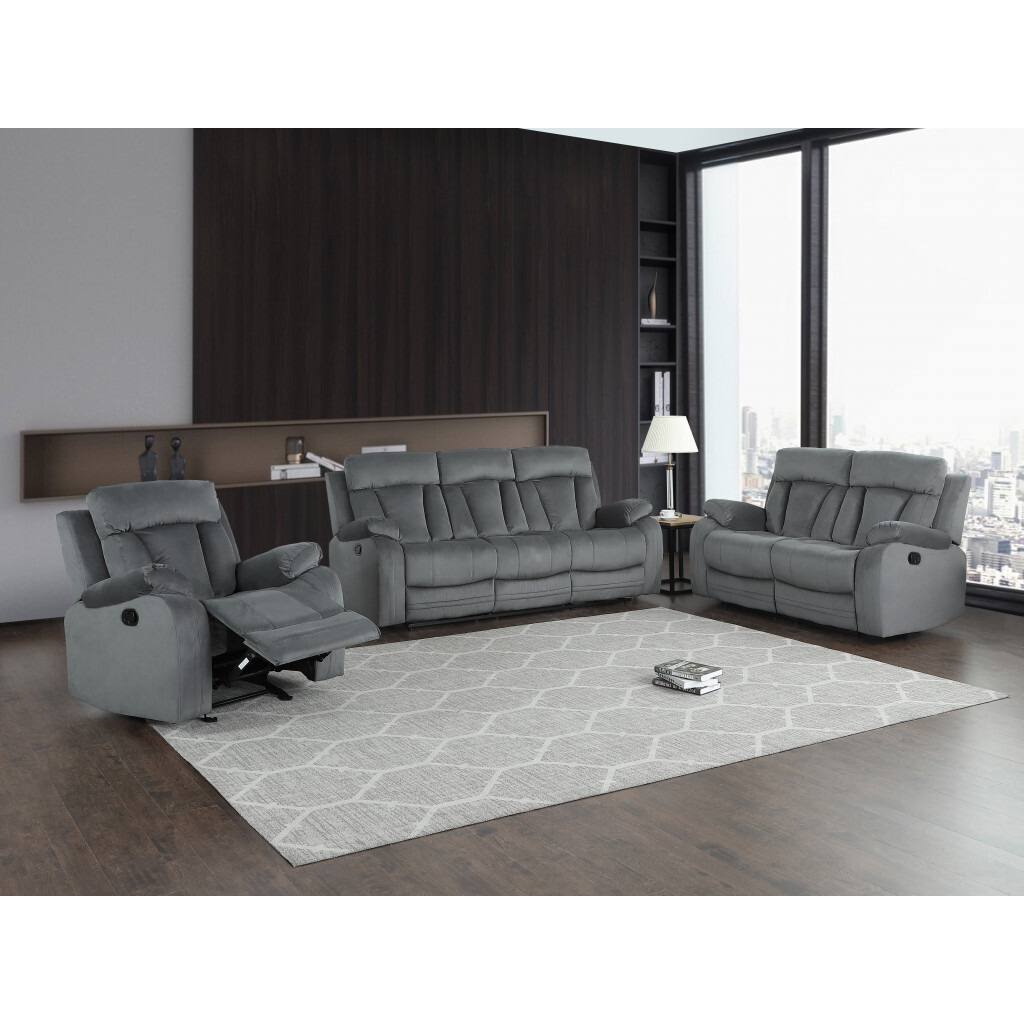 120"" Modern Grey Fabric Sofa Set