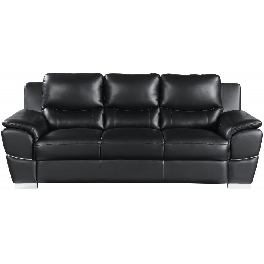 37"" Chic Black Leather Sofa