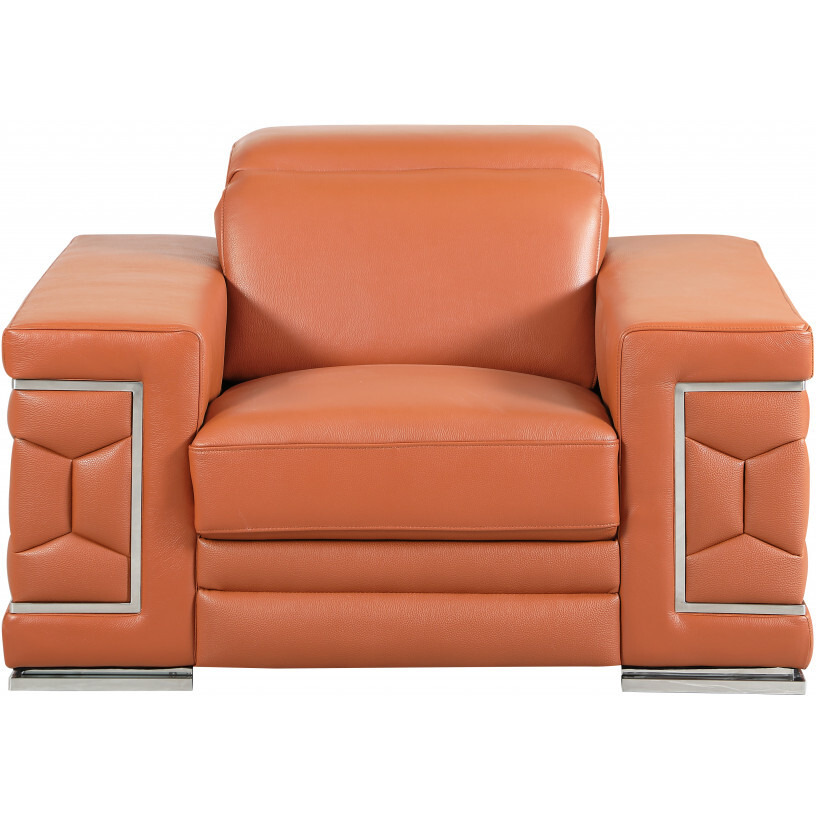114"" Sturdy Camel Leather Sofa Set