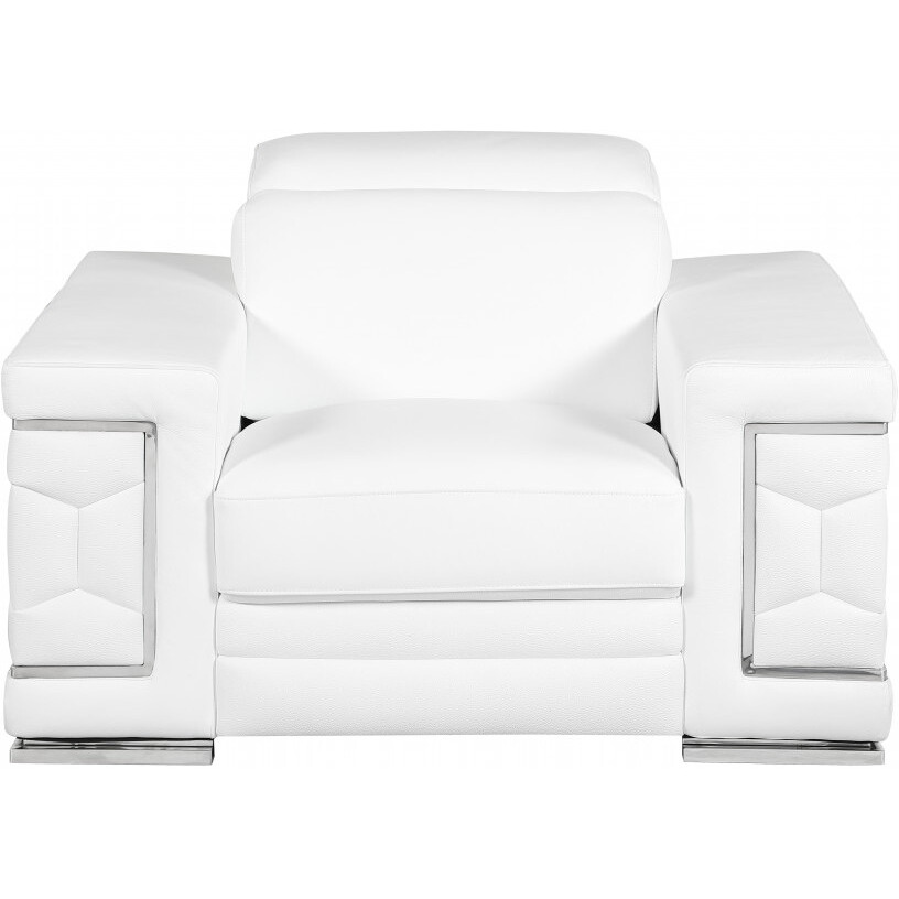 114"" Sturdy White Leather Sofa Set