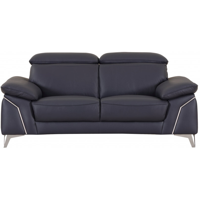31"" Navy Blue Genuine Italian Leather Loveseat