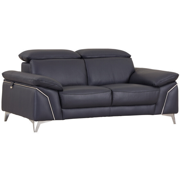 31"" Navy Blue Genuine Italian Leather Loveseat