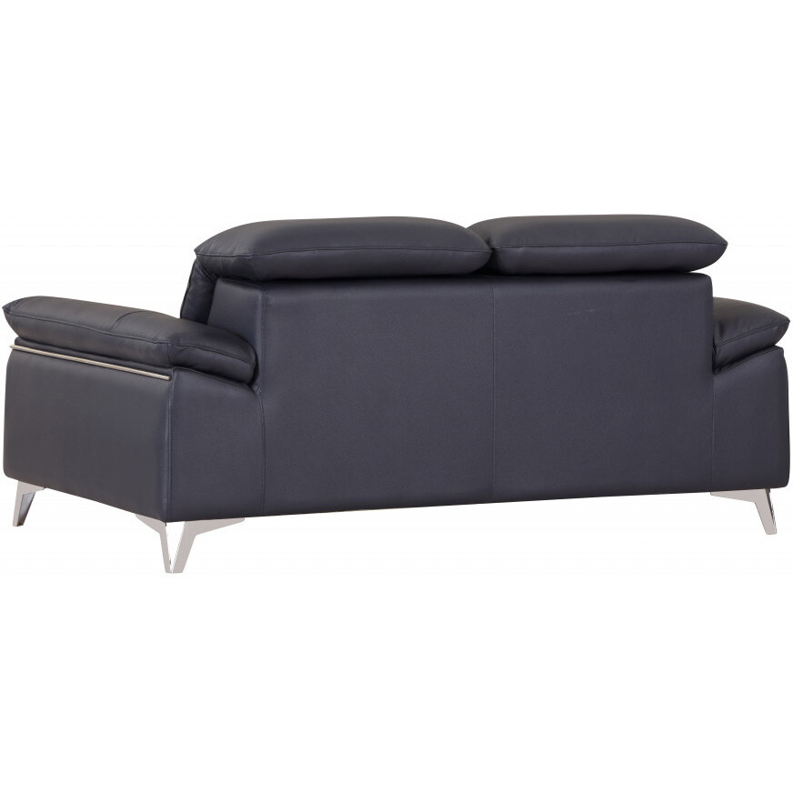 31"" Navy Blue Genuine Italian Leather Loveseat