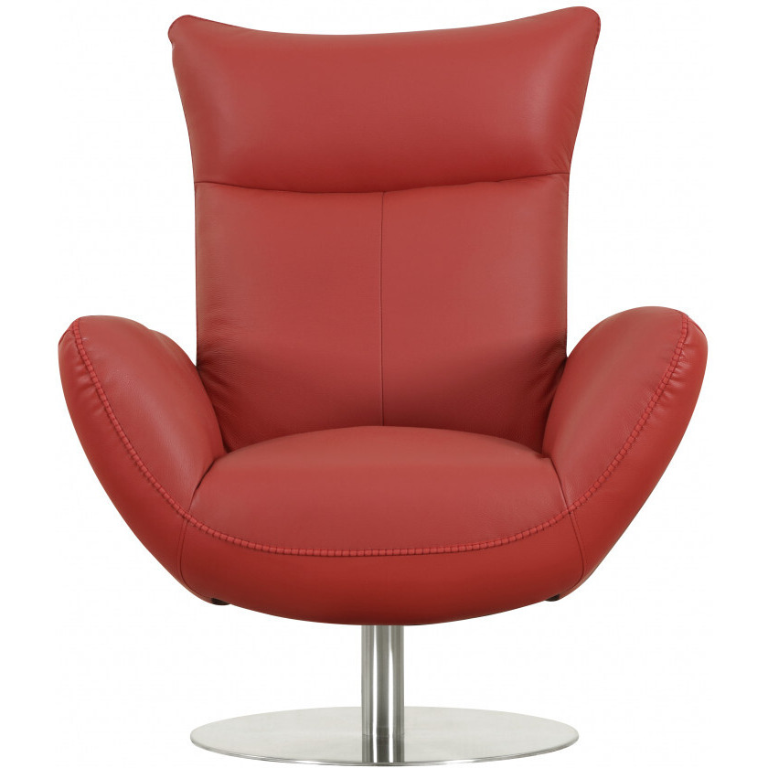 43"" Red Contemporary Leather Lounge Chair