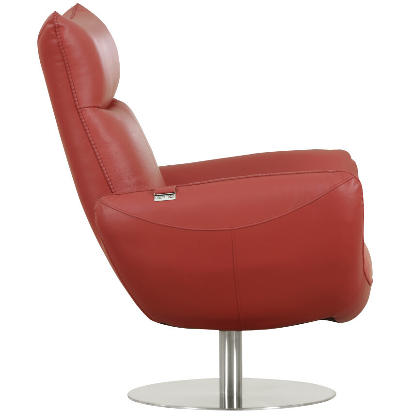 43"" Red Contemporary Leather Lounge Chair